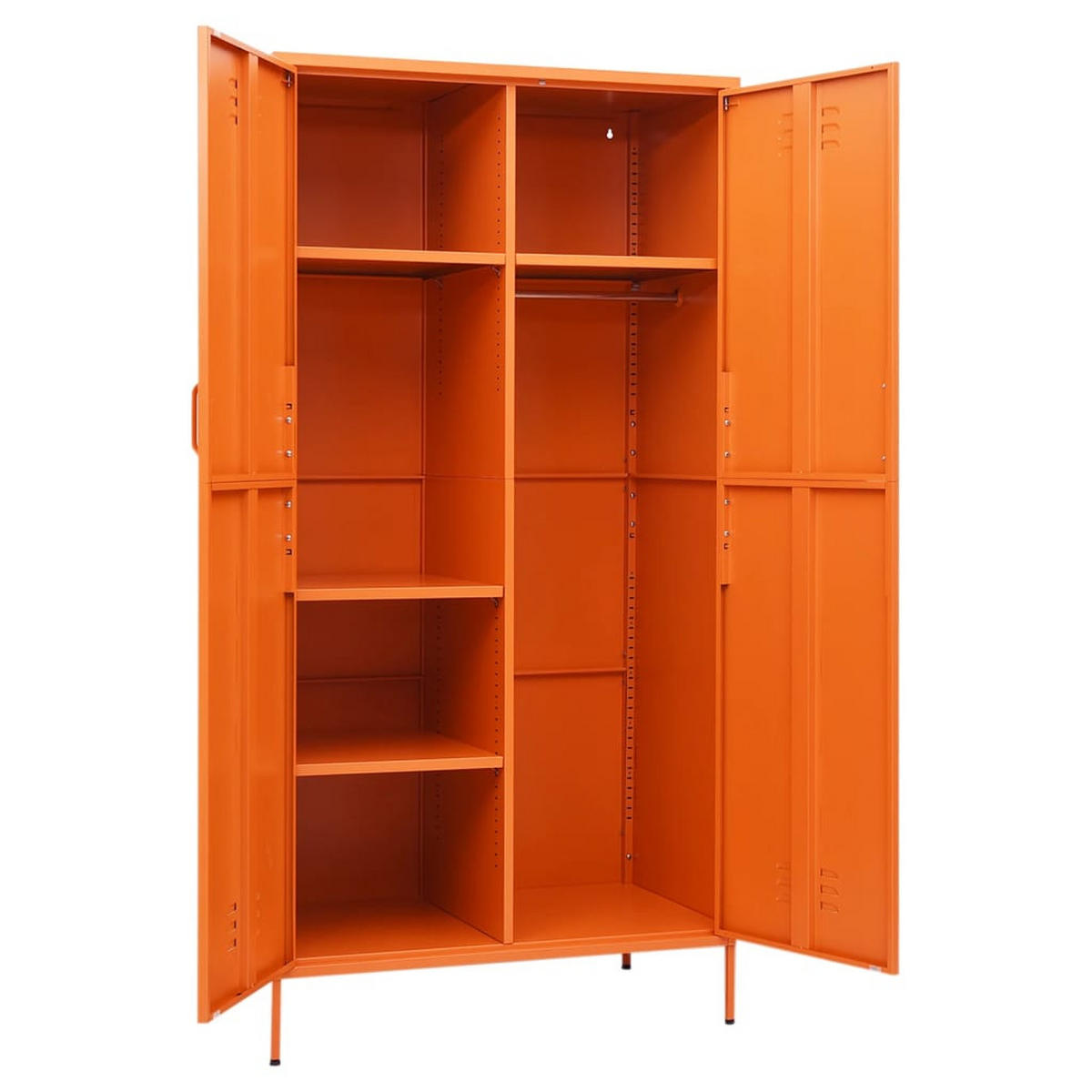 KLEIDERSCHRANK 2-Türig mit 4 verstellbaren Fächern 90/50/180 cm aus Stahl Orange - Orange, Metall (90/180/50cm) - vidaXL