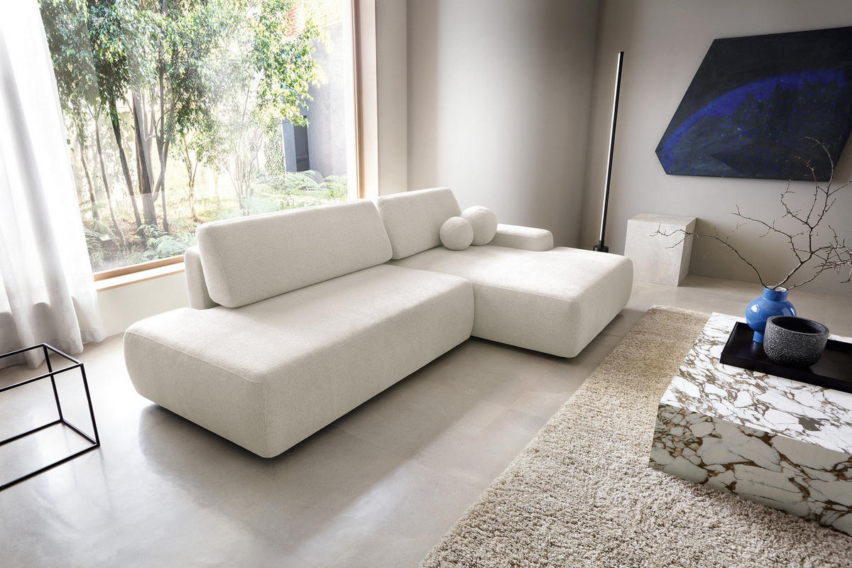 ECKSOFA 275 cm mit Schlaffunktion Orea O, Rechts, Beige - Beige, Holz (164/276cm) - Emporius
