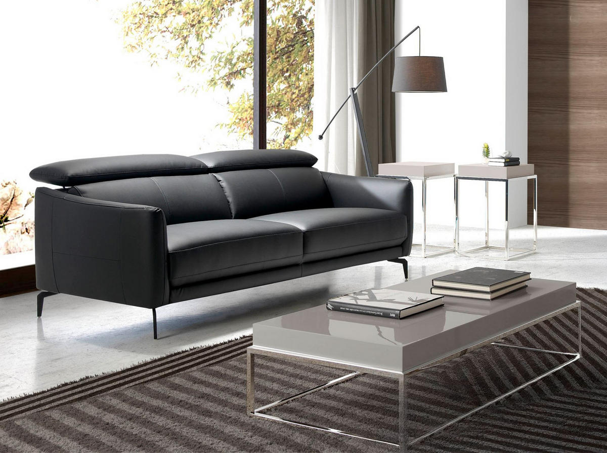 SOFA Schwarzes Ledersofa 3-sitzig 197/100/94 cm - Schwarz, Leder (197/94/100cm) - ANGEL CERDA