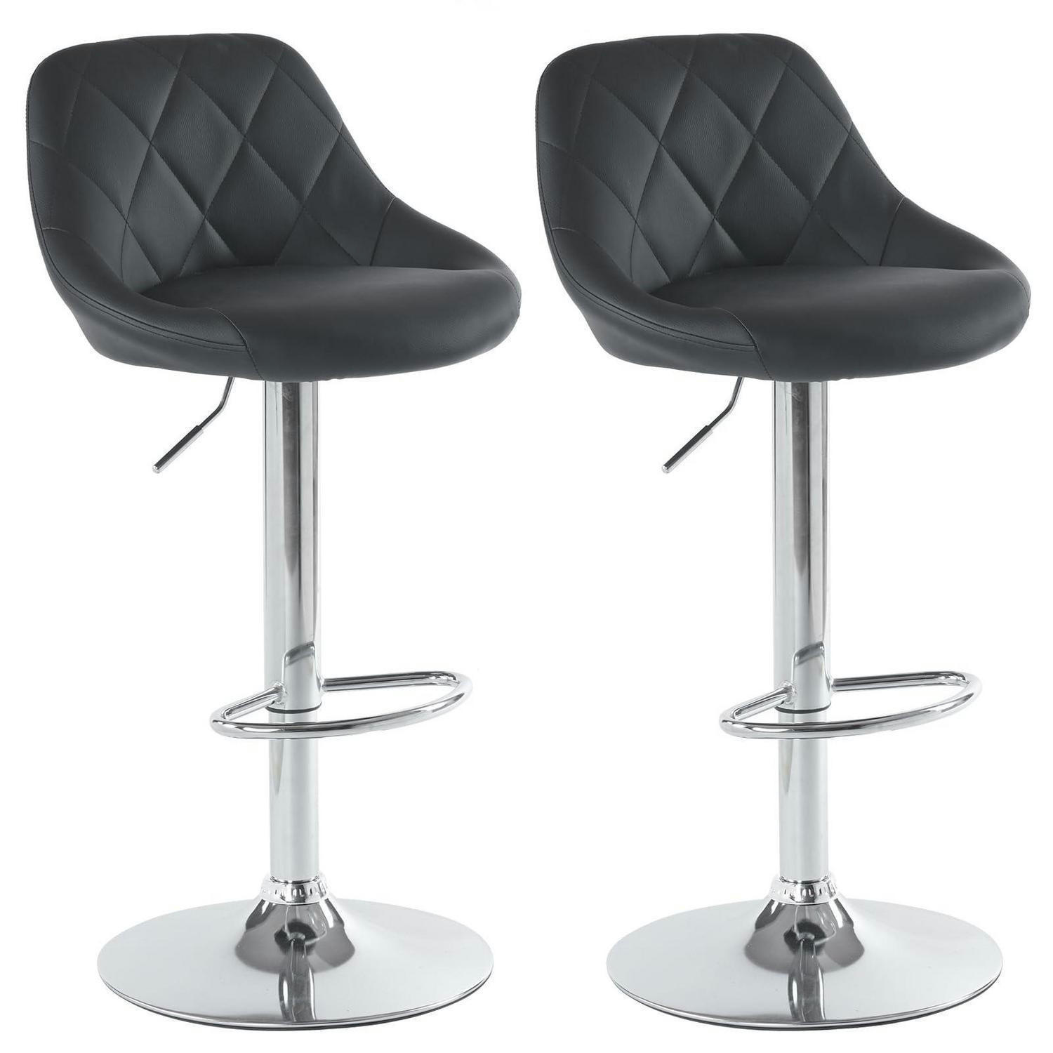 BARHOCKER 2er Set höhenverstellbar, drehbar, mit Rückenlehne aus PU in Schwarz - Schwarz, Kunststoff (40/83/40cm)