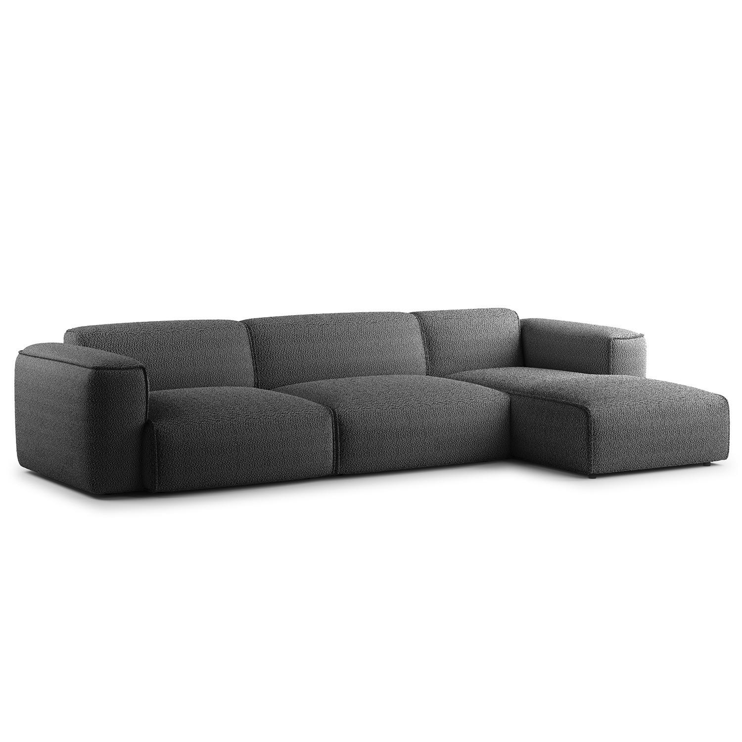 3-SITZER ECKSOFA mit Longchair - Anthrazit/Schwarz, Kunststoff/Textil (317/173cm) - home24