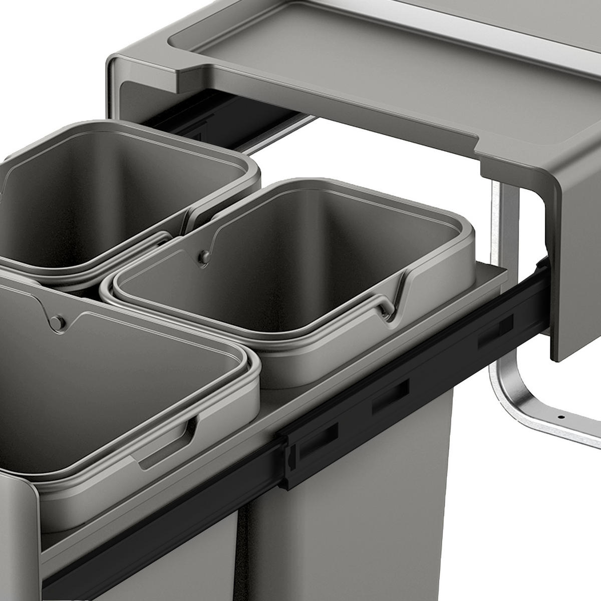EINBAUMÜLLEIMER EMCombo40 40L - Grau, Kunststoff (33.5/42/48cm) - SVITA