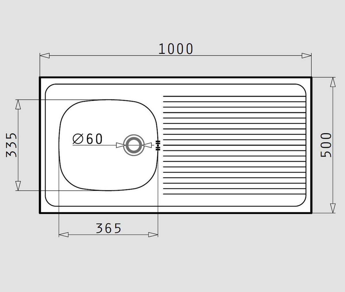 KÜCHENSPÜLE 100x50cm Auflagespüle International große Abtropffläche Single Küche - Edelstahlfarben, Metall (100/15/50cm)