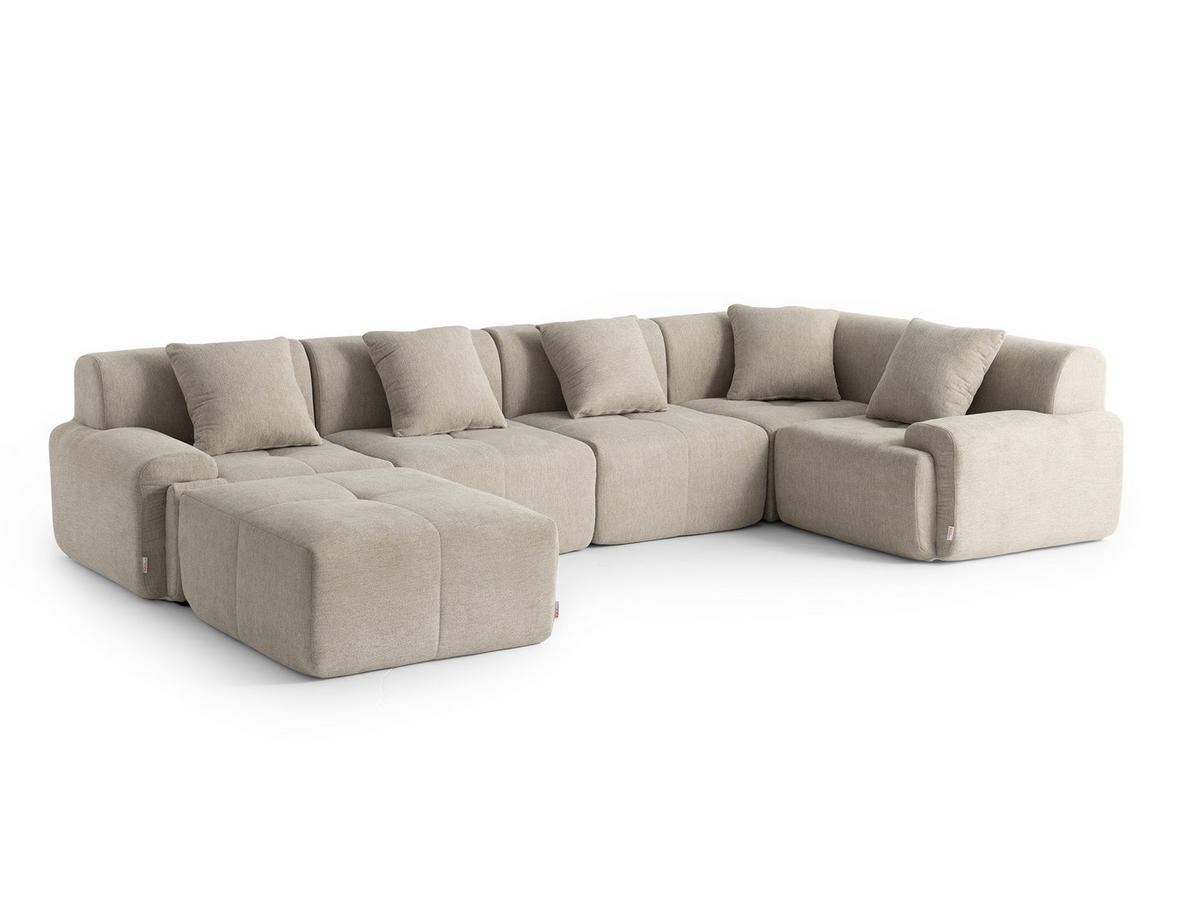 WOHNLANDSCHAFT Chenille Sandbeige - Sandfarben, Textil (345/73/190cm) - MILYsofa