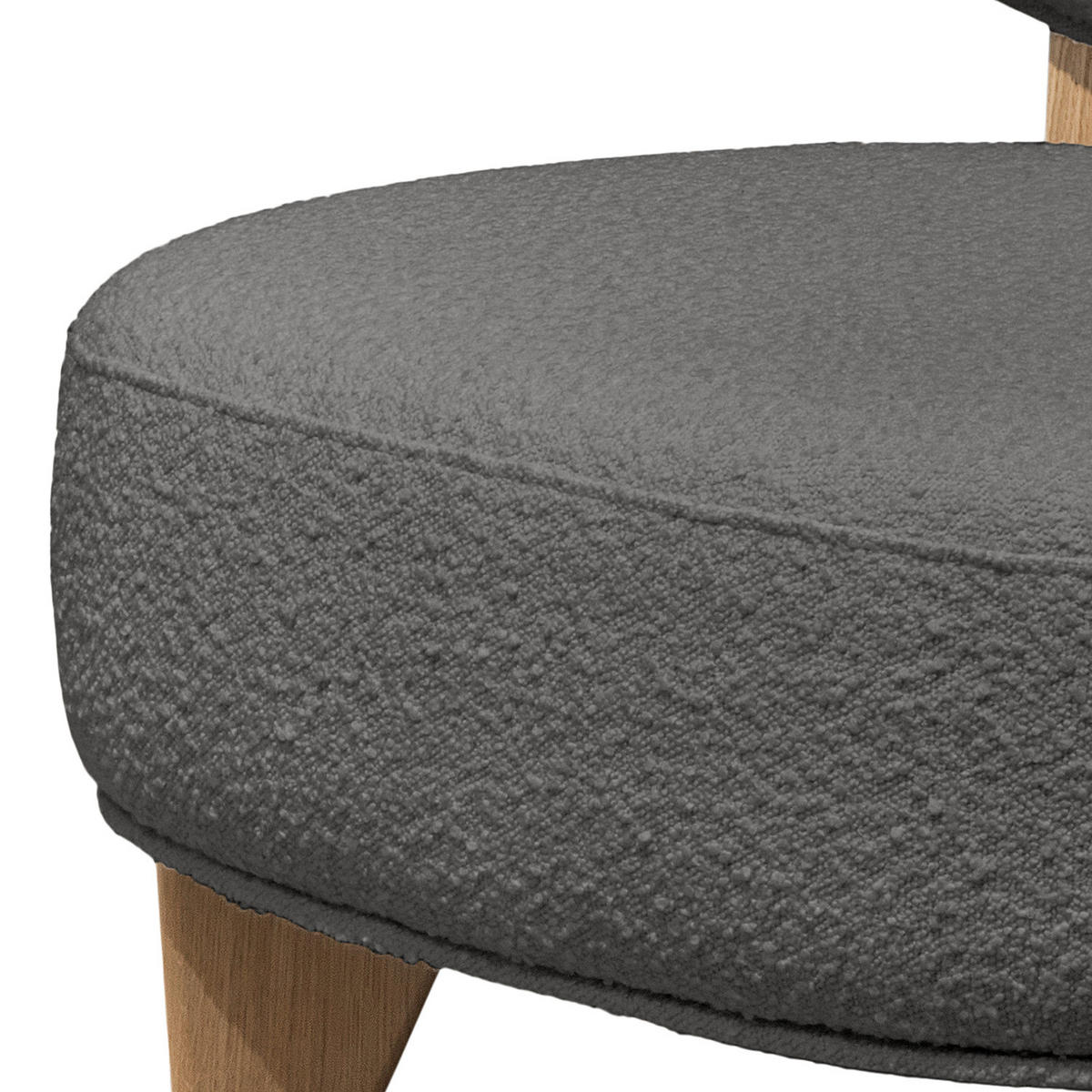 SESSEL - Bouclé - Eichefarben/Graphitfarben, Eichenholz/Holz (70/72/79cm) - home24