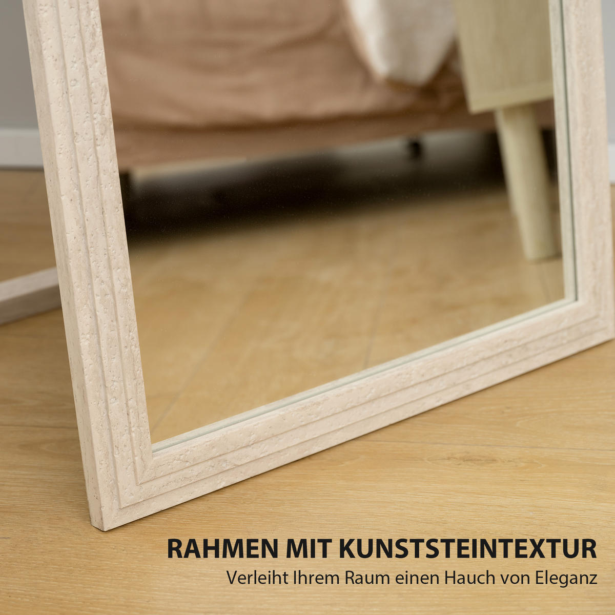 GANZKÖRPERSPIEGEL 160 x 50 cm Rechteckig Standspiegel mit Steinoptik, Weiß - Weiß, Glas/Kunststoff (50/160/4cm) - HOMCOM