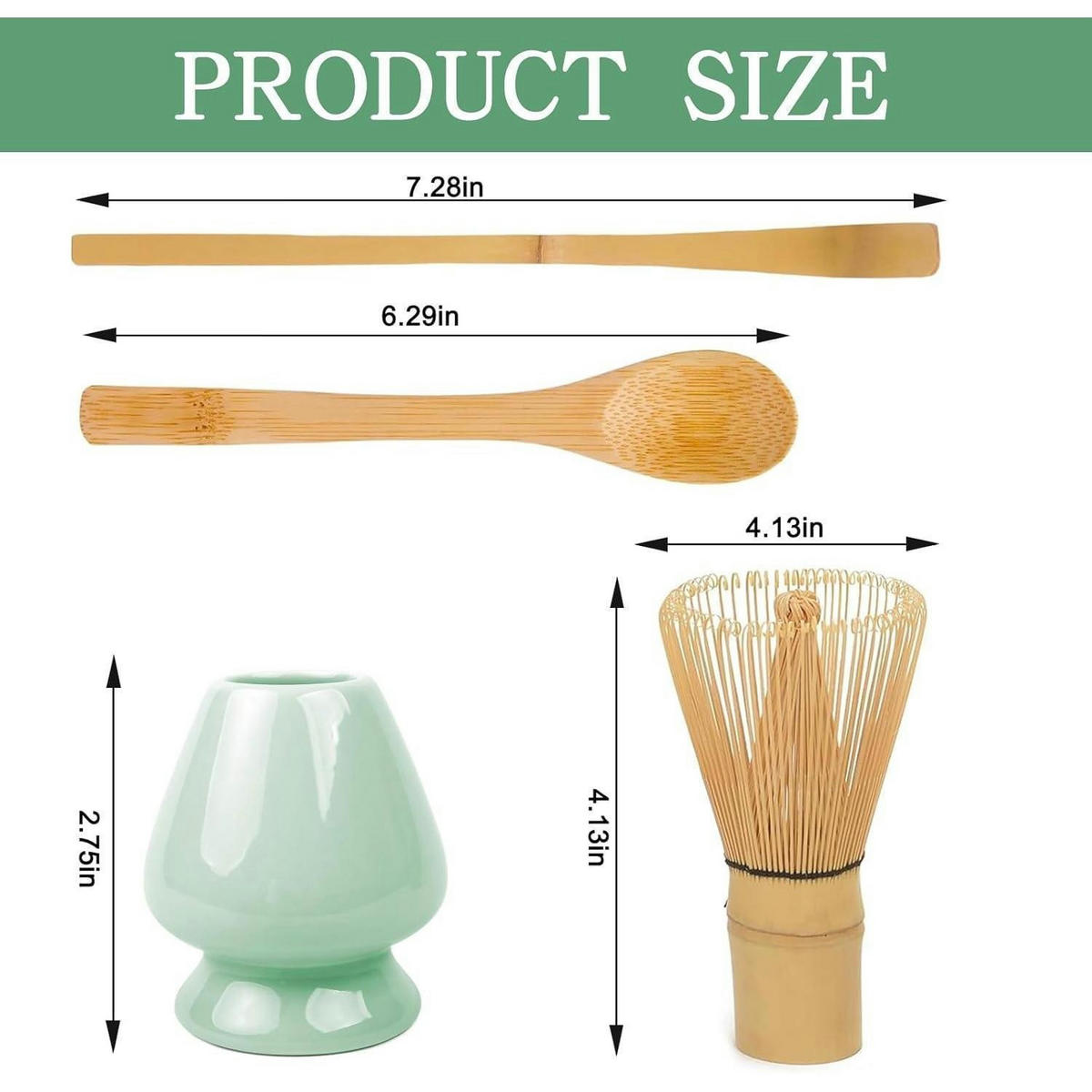 MATCHA Besen Set 4-teilig mit Löffeln und Halter cyanfarben - Türkis, Naturmaterialien (8/1.5/20cm)