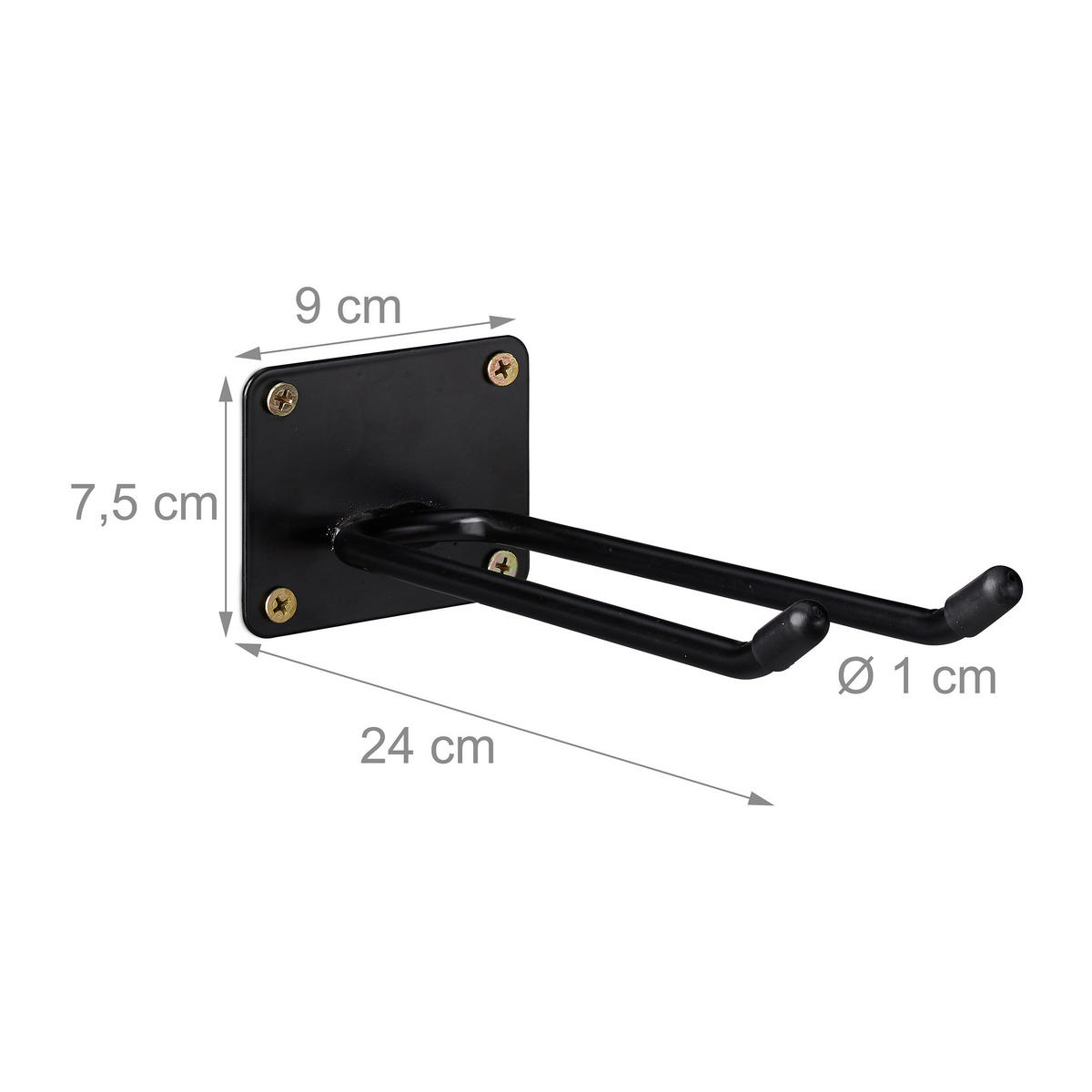 2XWANDHAKEN - Schwarz, Kunststoff/Metall (9/7.5/24cm) - Relaxdays