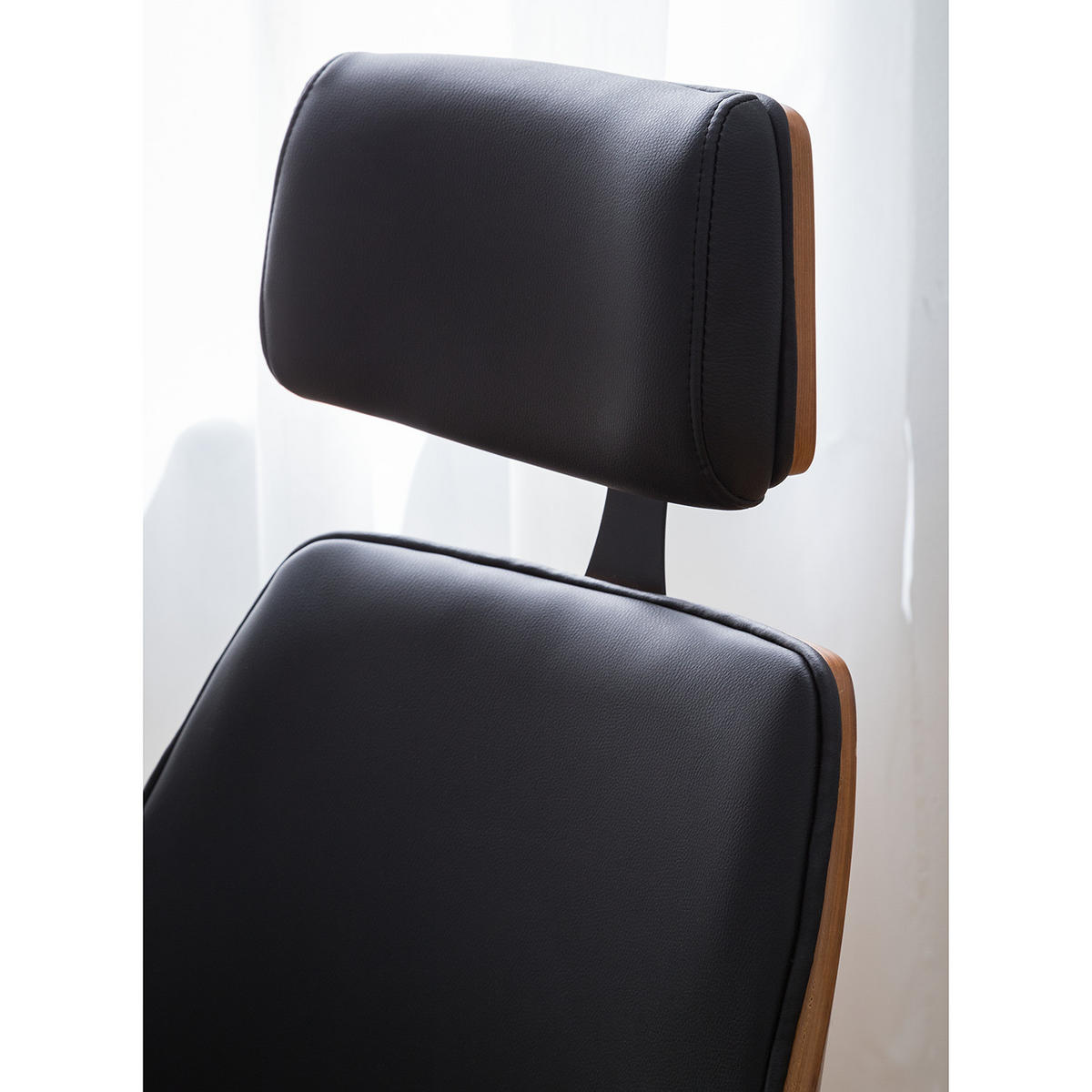 BÜRODREHSTUHL - Kunstleder / Stahl - Walnussfarben/Schwarz, Holzwerkstoff/Kunststoff (66/121/71cm) - home24