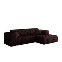 ECKSOFA L-Form Gesteppt LUX Stoff Whisper Rechts Rotwein - Dunkelrot, Holz/Kunststoff (266/165cm) - Kaiser Möbel