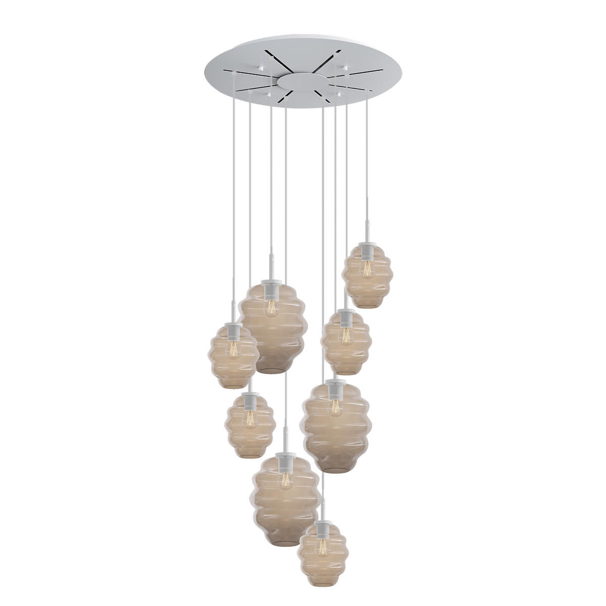 GALERIELEUCHTE Echos 8-flammig Klar Ø 18/25cm - Klar/Weiß, Glas (18/18/20cm) - s.luce