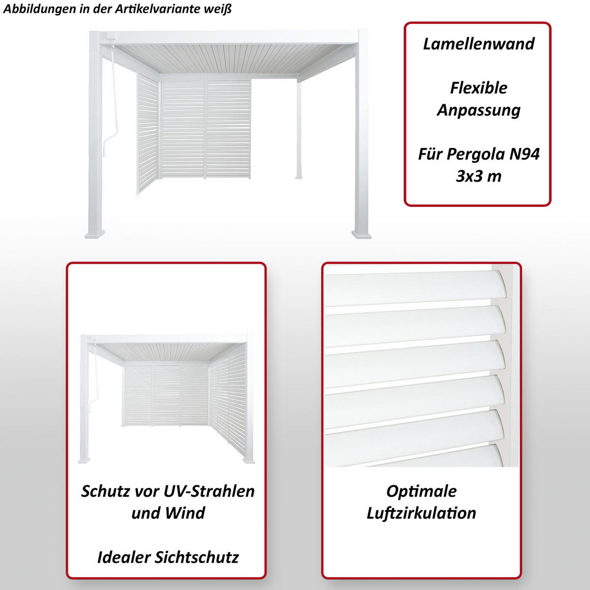LAMELLENWAND FÜR PERGOLA Anthrazit - Anthrazit, Metall (94/213/15cm) - MCW