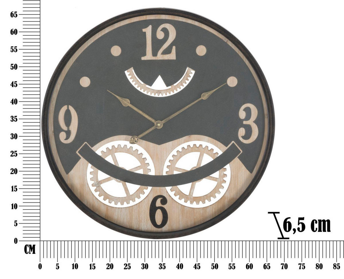 WANDUHR Xxx, schwarz und braun, Eisen, MDF und Glas, 67 x 6,5 x 67 cm - Schwarz/Braun, Glas/Holzwerkstoff (67/67/6.5cm) - Mauro Ferretti