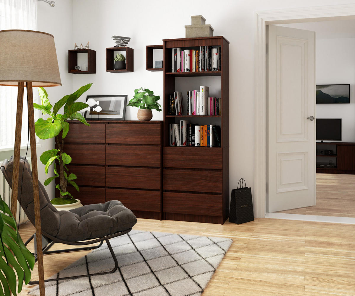 STANDREGAL Dunkelbraun 180/60/35 - Dunkelbraun, Holzwerkstoff (60/180/35cm) - RAUMHIRSCH FURNITURE