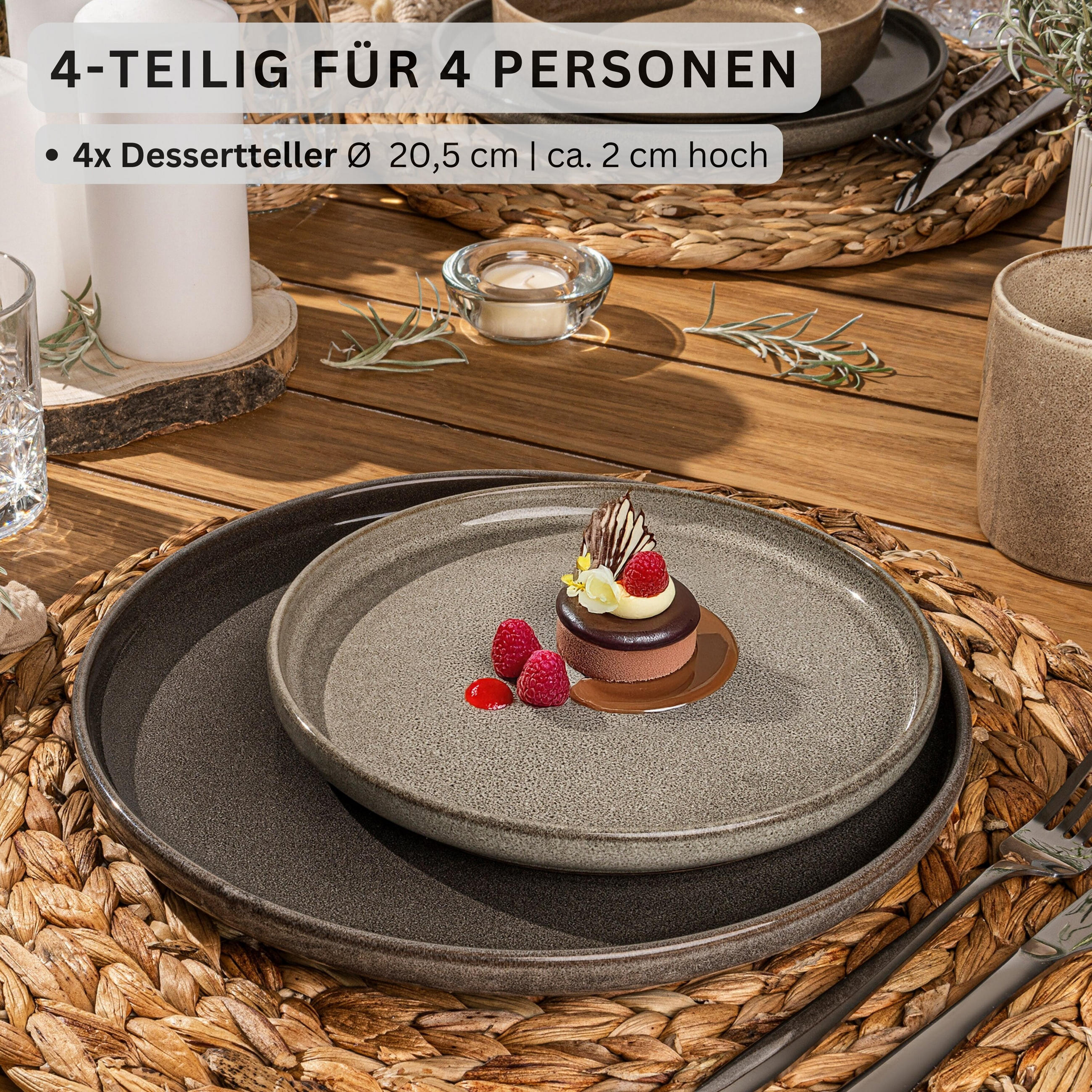 DESSERTTELLER SET KAIRO - 4 teilig aus Steingut - Multicolor, Keramik (28cm) - Sänger