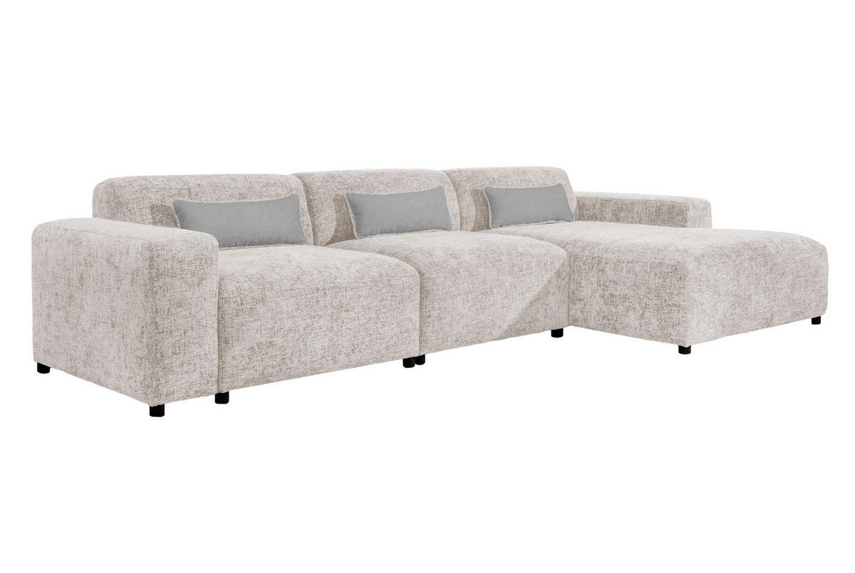 ECKSOFA L Form Jughlio Beige 331/165/75 cm Rechts mit Schlaffunktion - Beige/Schwarz, Kunststoff/Textil (331/165cm) - AX Living