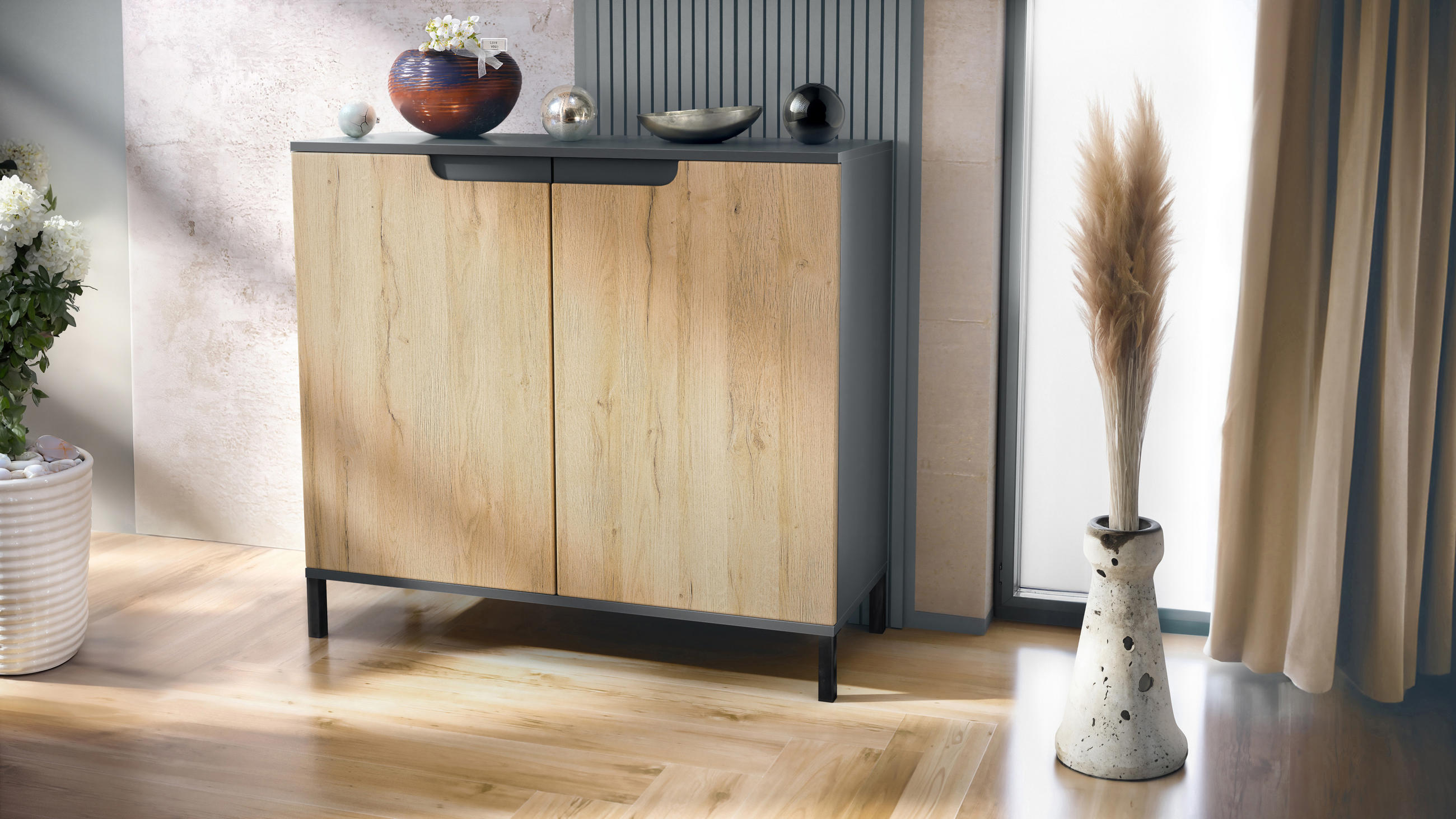KOMMODE Sylt Eiche Natur - Eichefarben, Holzwerkstoff (92.5/83.5/35cm) - Vladon