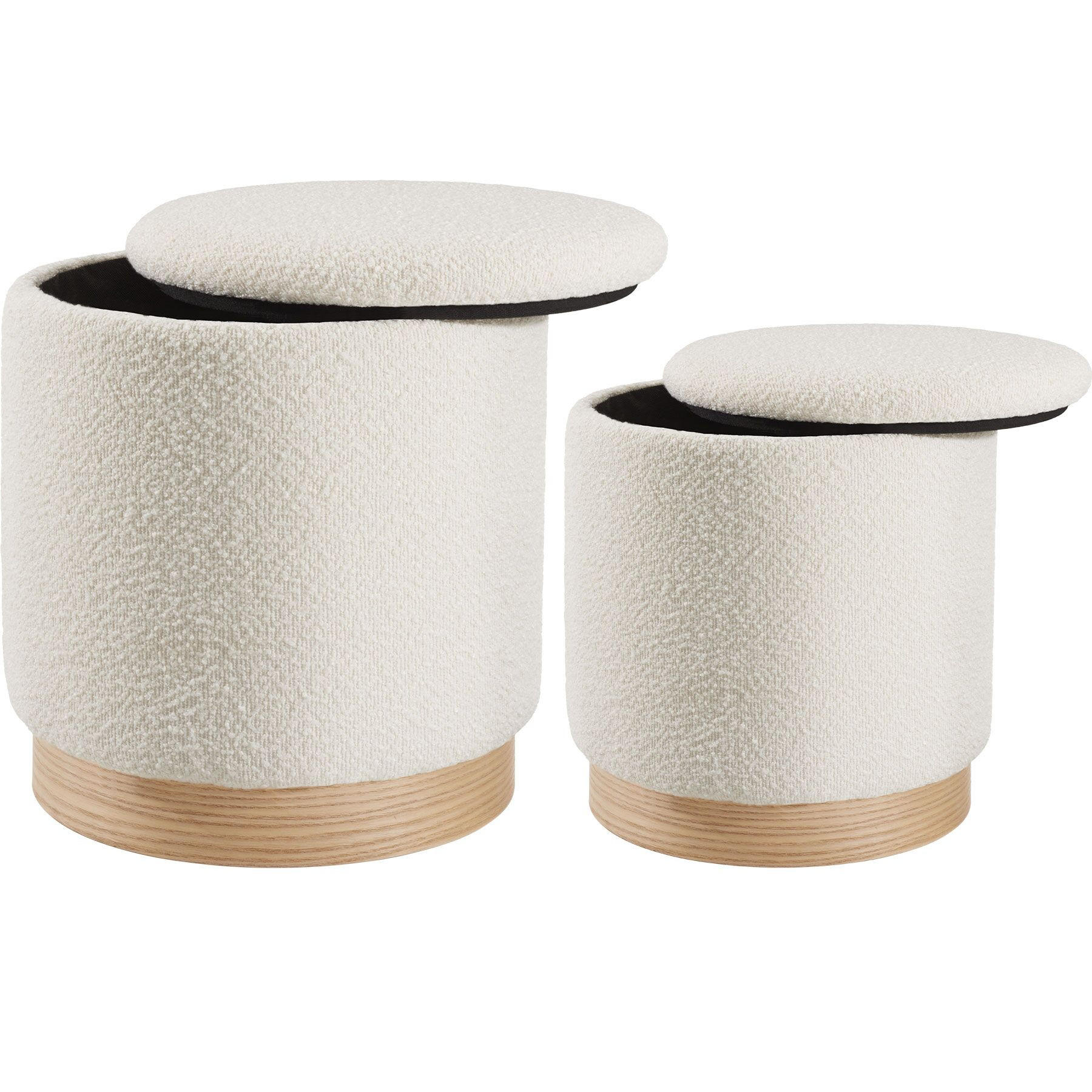 SITZHOCKER 2er Set mit Stauraum Orchide, Gestelle aus MDF-Platten, creme - Creme, Holz (38/42/38cm) - tectake