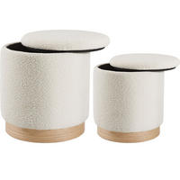 SITZHOCKER 2er Set mit Stauraum Orchide, Gestelle aus MDF-Platten, creme - Creme, Holz (38/42/38cm) - tectake