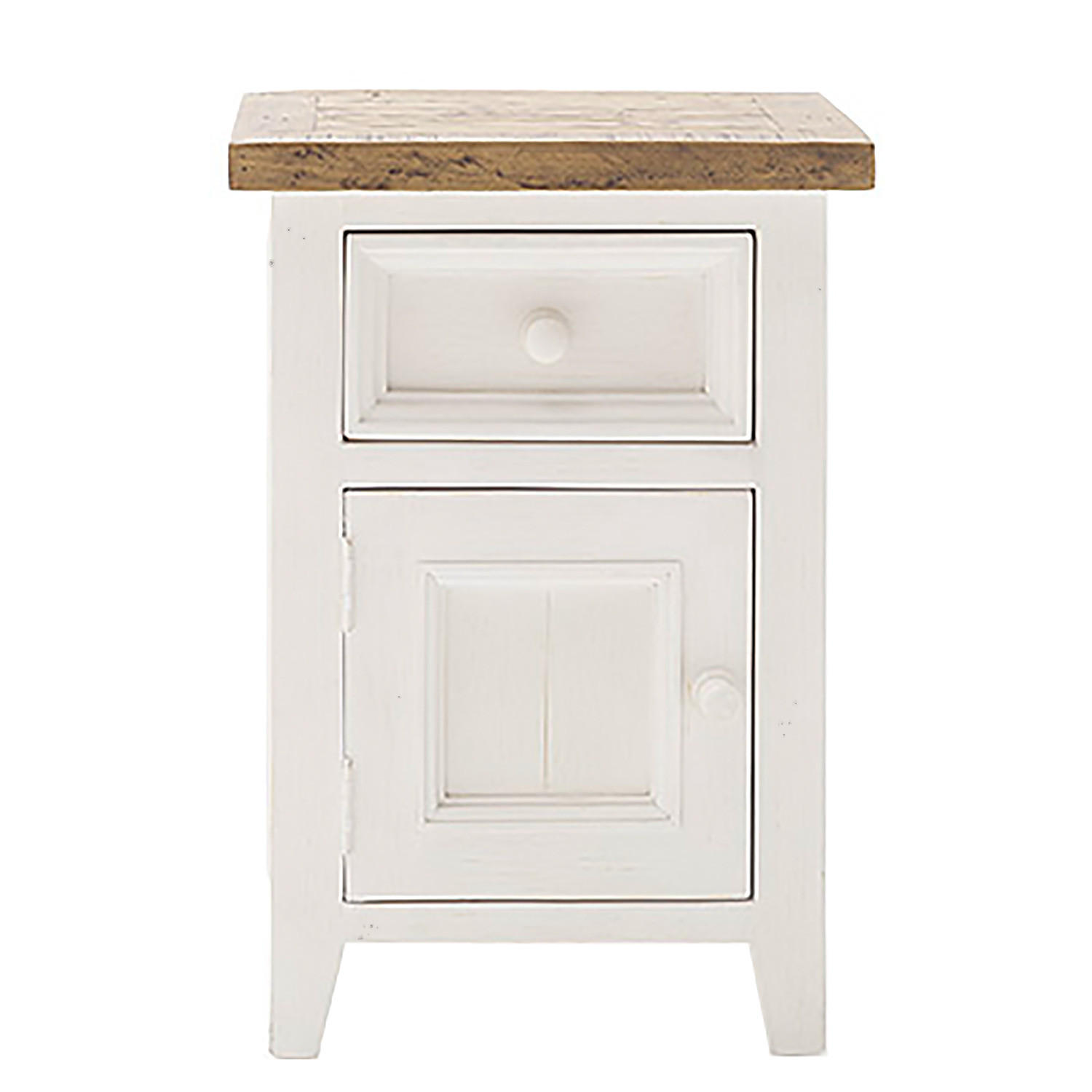 NACHTKOMMODE - Kiefer massiv - Weiß, Holz (45/65/35cm) - home24