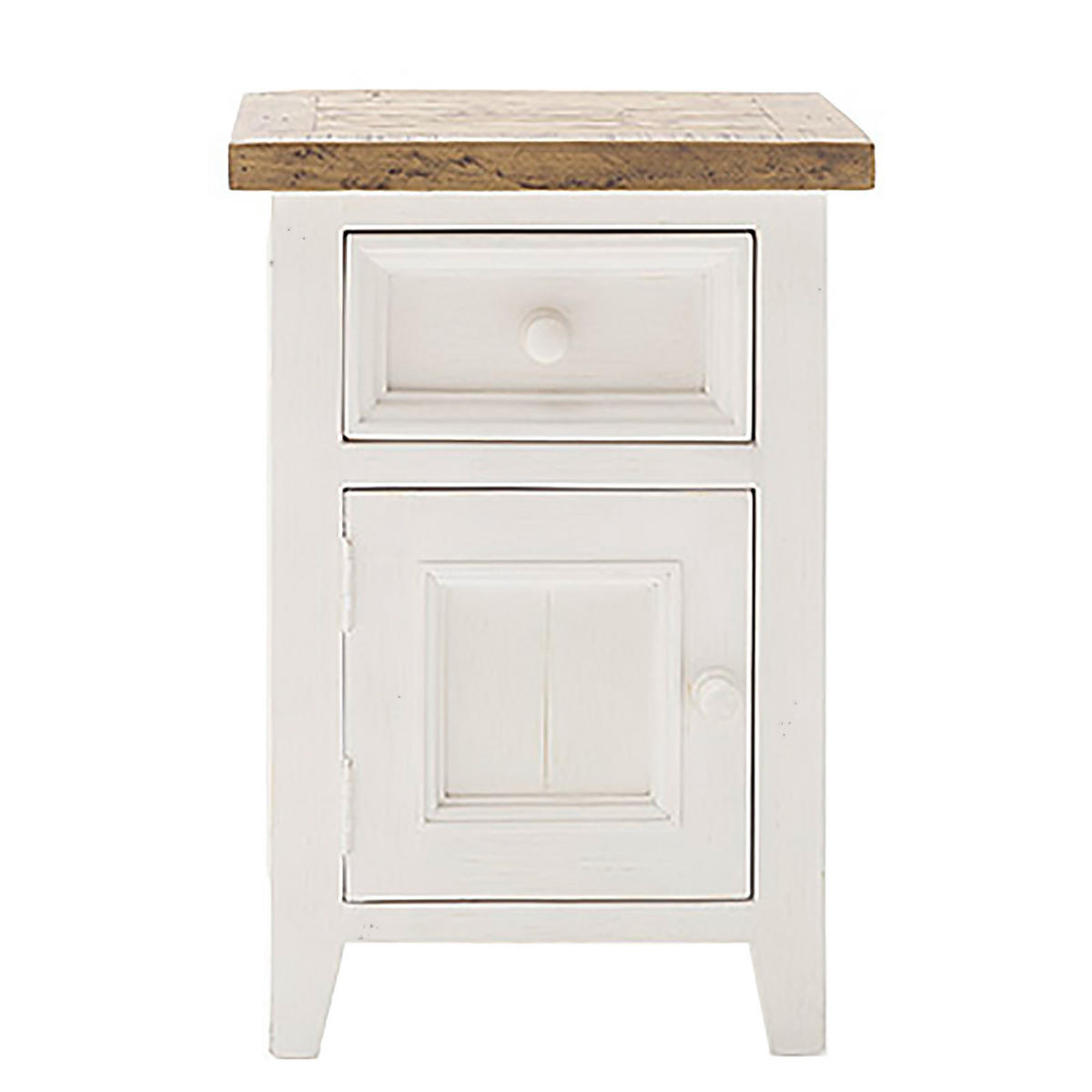 NACHTKOMMODE - Kiefer massiv - Weiß, Holz (45/65/35cm) - home24