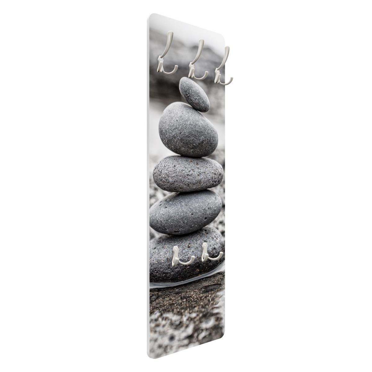 WANDGARDEROBE - Steinturm im Wasser 34/105 cm - Grau, Holzwerkstoff (34/105/1.6cm) - Bilderwelten