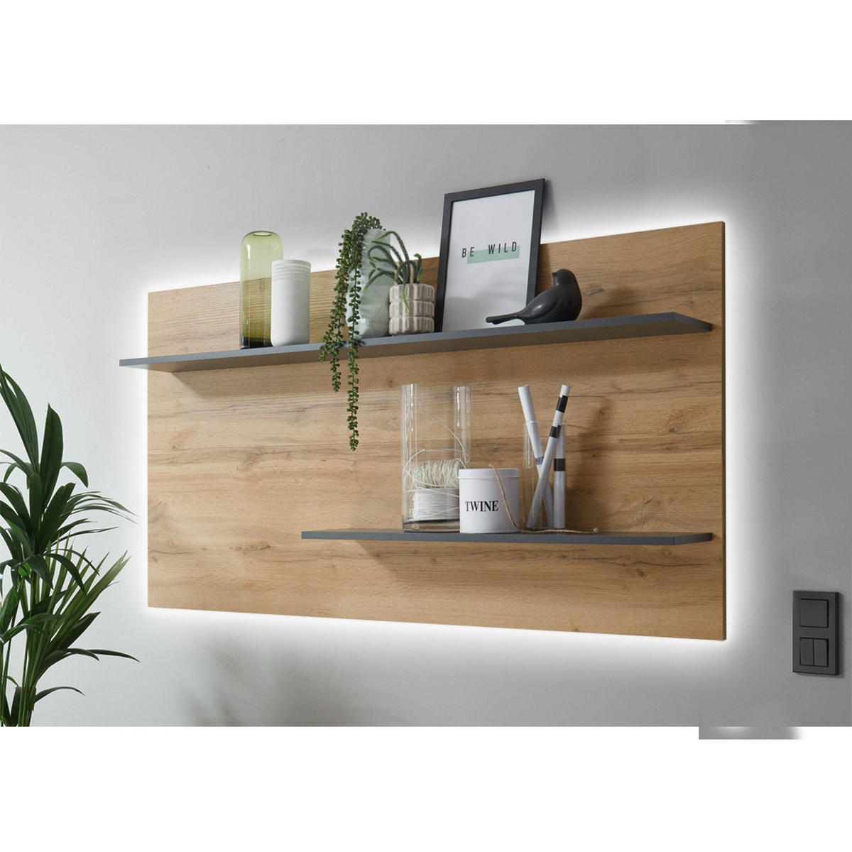 WOHNZIMMER-SET 6-TLG. Crisp-61 - Anthrazit, Holzwerkstoff (735/197/60cm) - Lomado