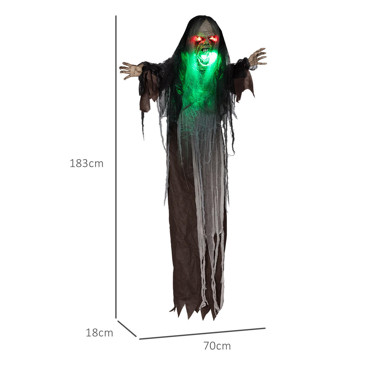 HALLOWEEN-DEKORATION Schwarz 70.0/18.0/183.0cm - Schwarz, Metall (18/183/70cm)