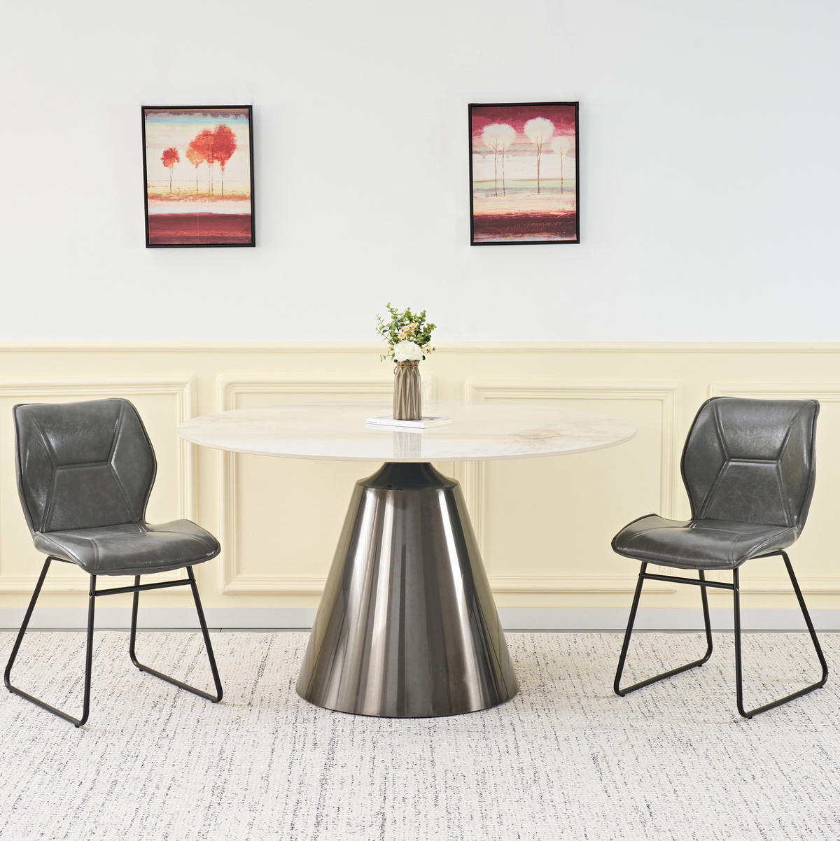 ESSZIMMERSTÜHLE 2er-Set Kunstleder mit Metallgestell Grau - Grau, Metall (47.5/81.5/60cm) - Meubliv
