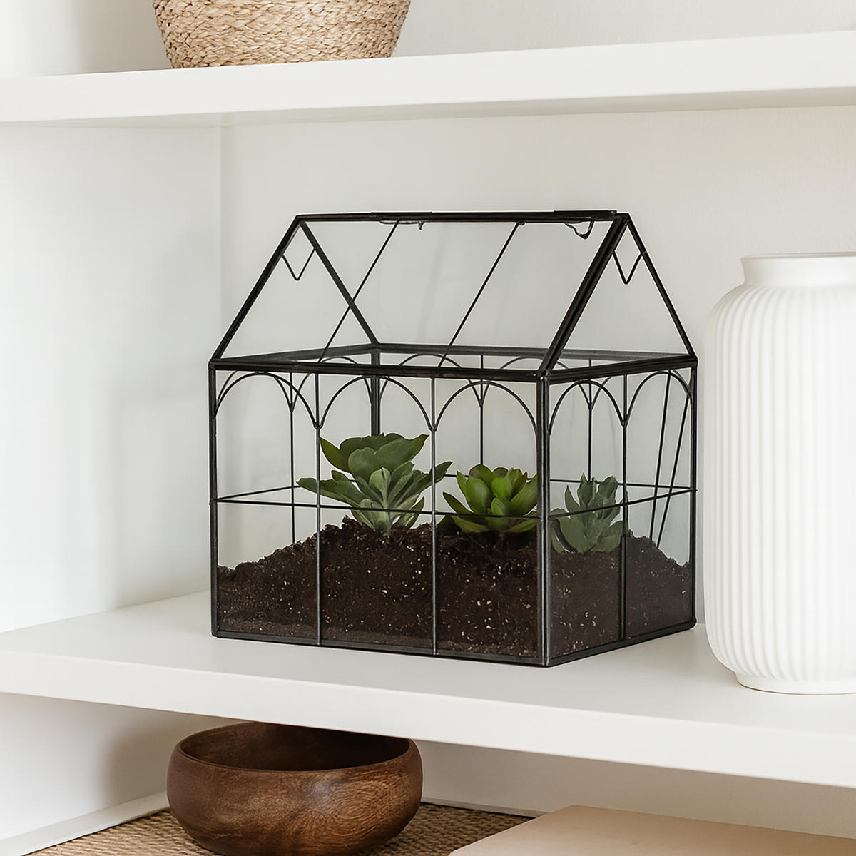 PFLANZENTERRARIUM - Transparent, Glas/Metall (25cm) - Relaxdays