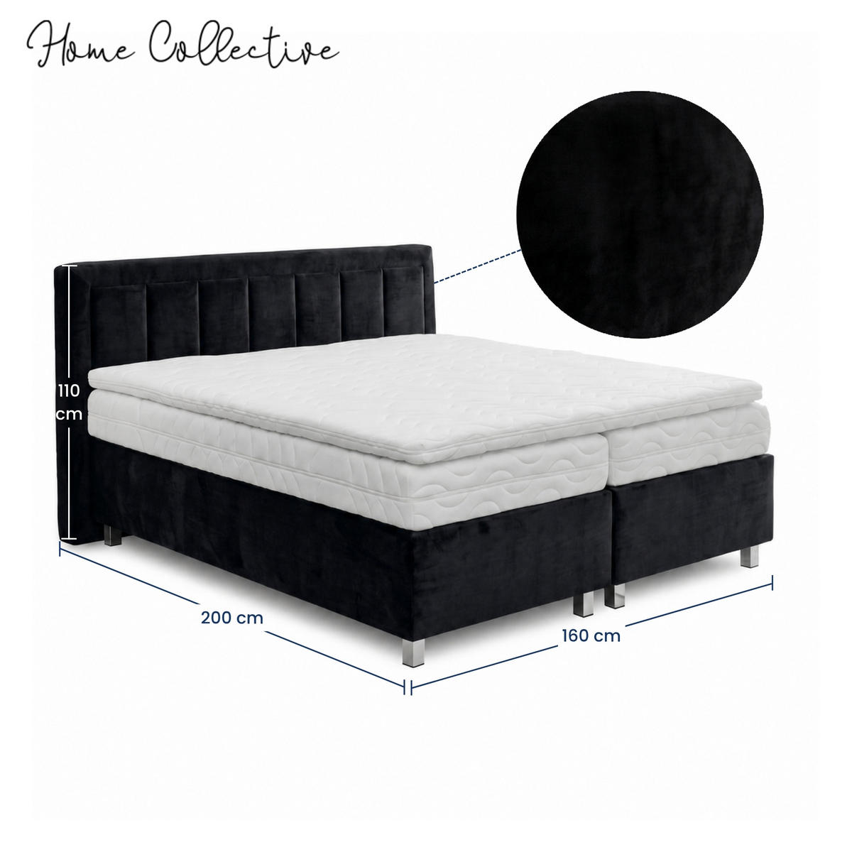 BOXBETT H2 Matratze 160x200 cm in Schwarz - Schwarz, Textil (160/200cm) - Home Collective