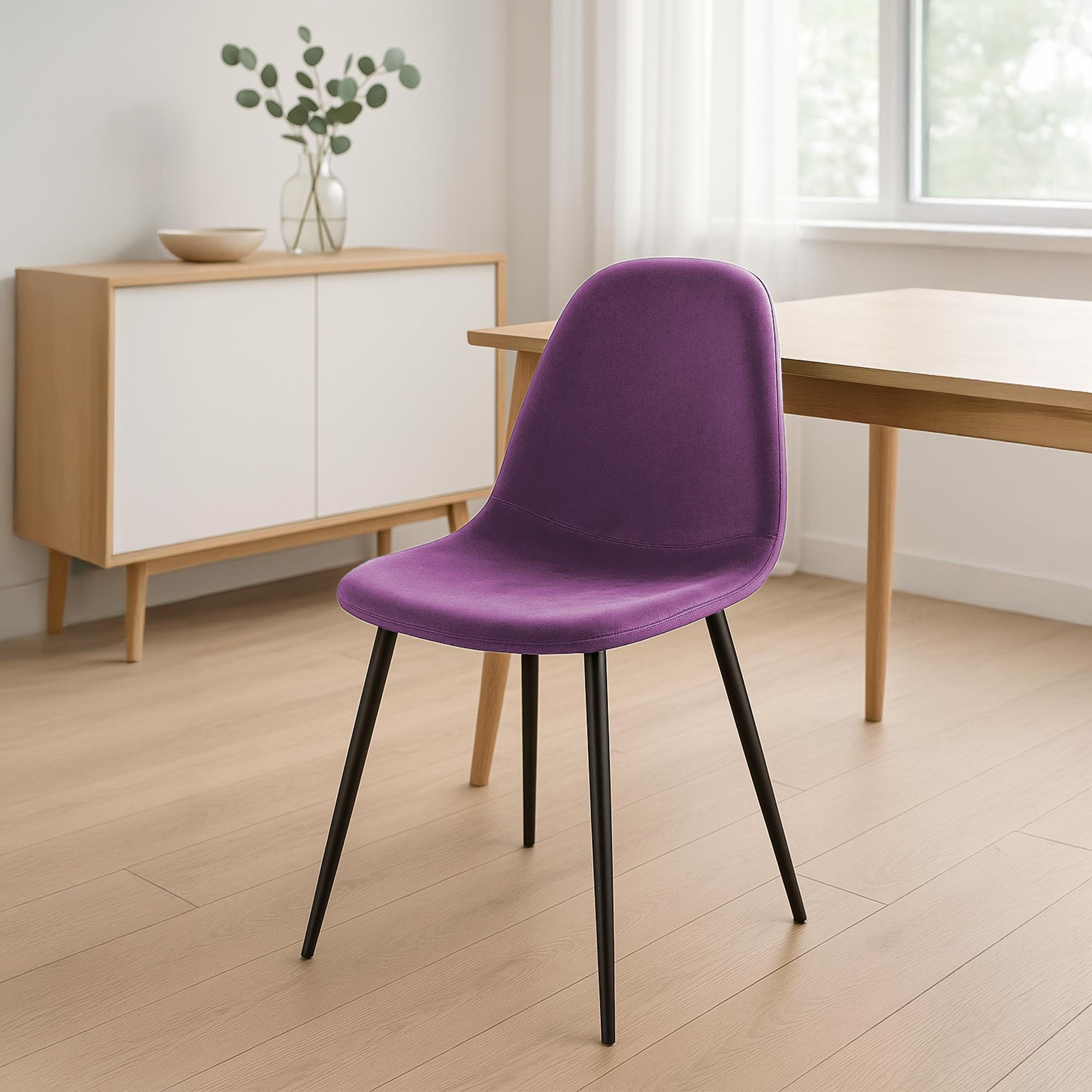 STUHL Samt Lila - Lila/Schwarz, Textil/Metall (44/88/51cm) - CLP