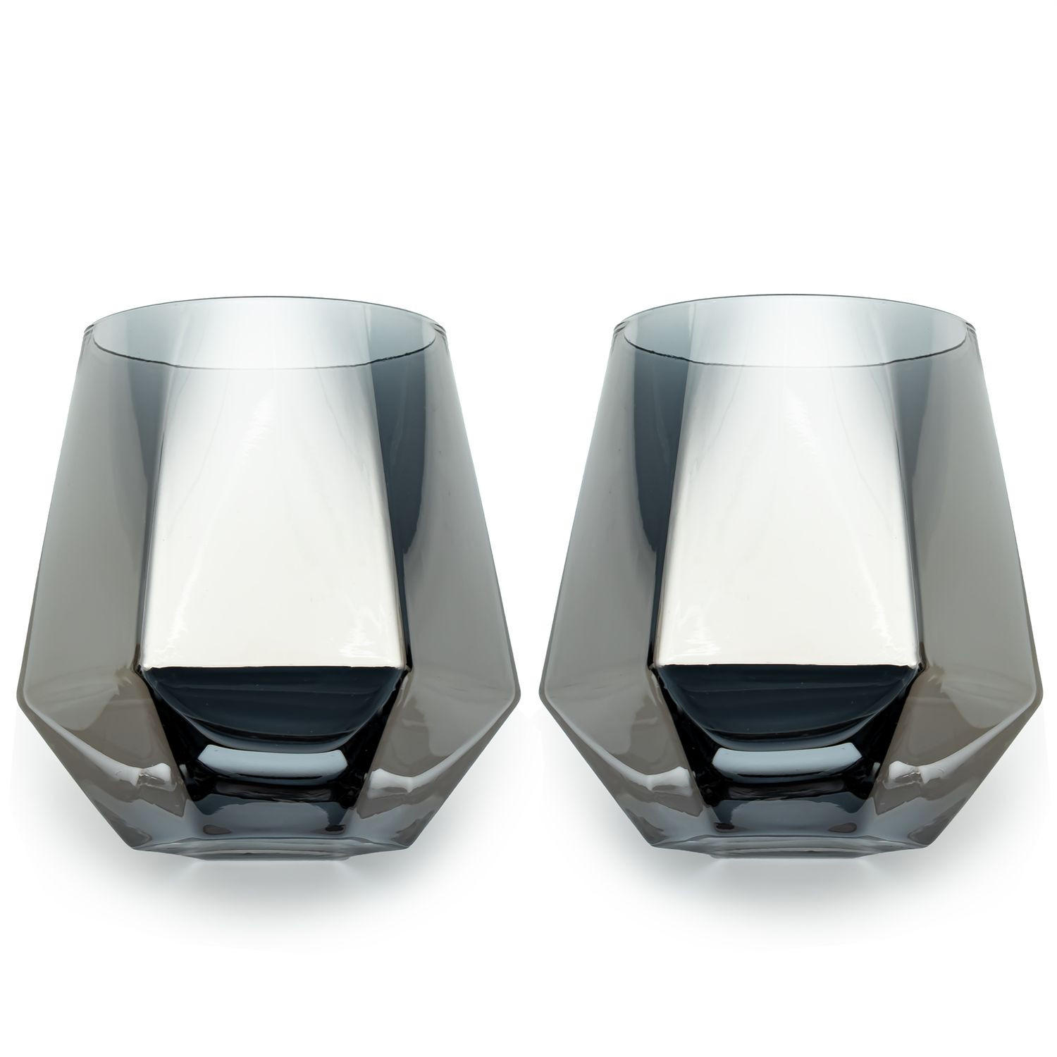 TRINKGLAS SET im Hexagon Design 240 ml (2-tlg) - Grau, Glas - Intirilife