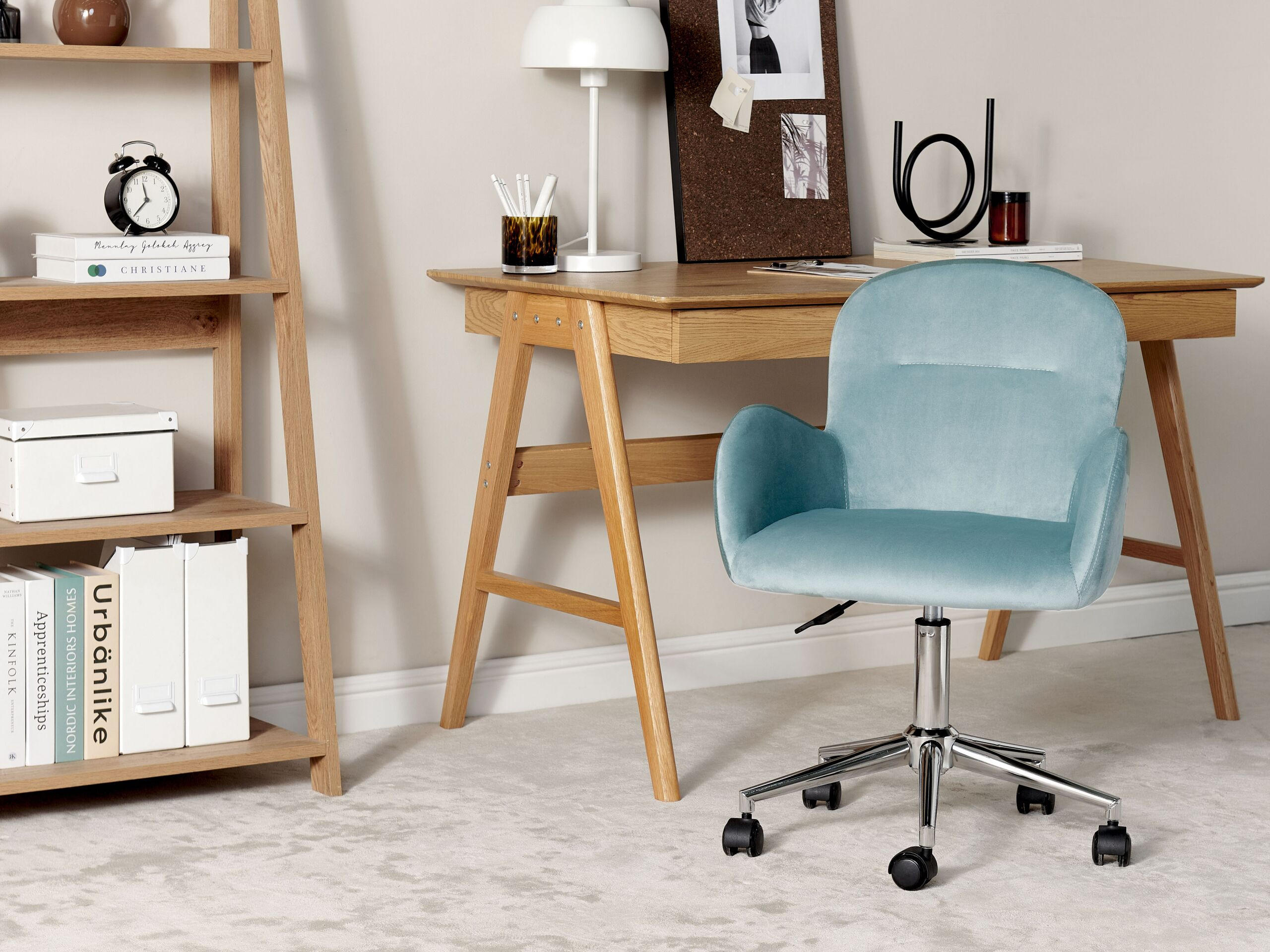 BÜROSTUHL Samtstoff Grün Priddy - Grün, Textil/Metall (60/79/60cm) - Beliani