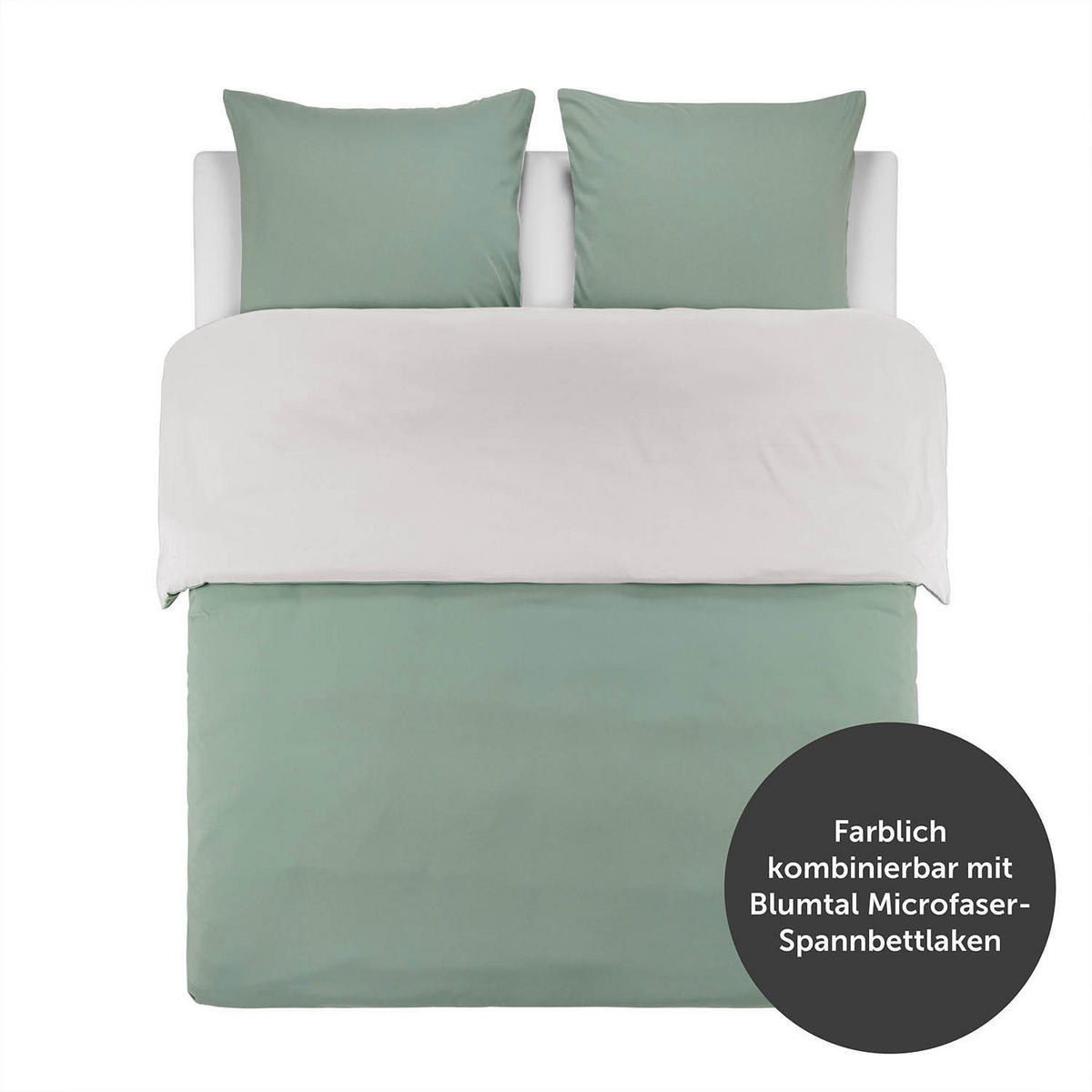 WENDEBETTWÄSCHE Ebba 155/200 cm 2 mal 80/80 cm, Grün und Hellgrau - Hellgrau/Grün, Textil (155/200cm) - Blumtal
