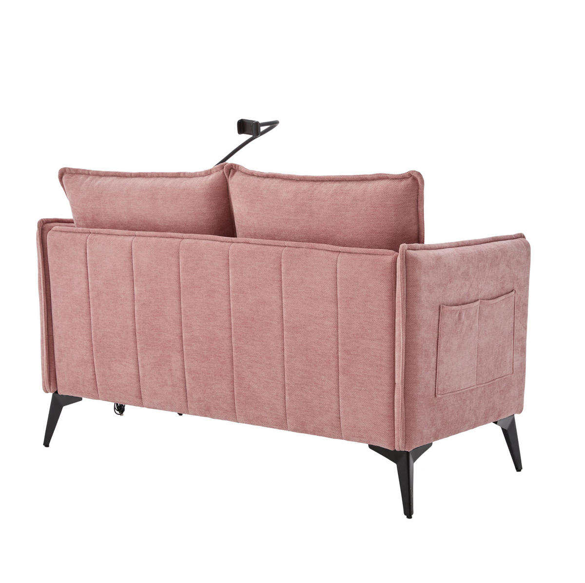 SOFA 2-Sitzer mit Handyhalterung und Ablagefächern Chenille Pink 127/69/66 cm - Rosa, Textil (127/66/69cm) - OKWISH