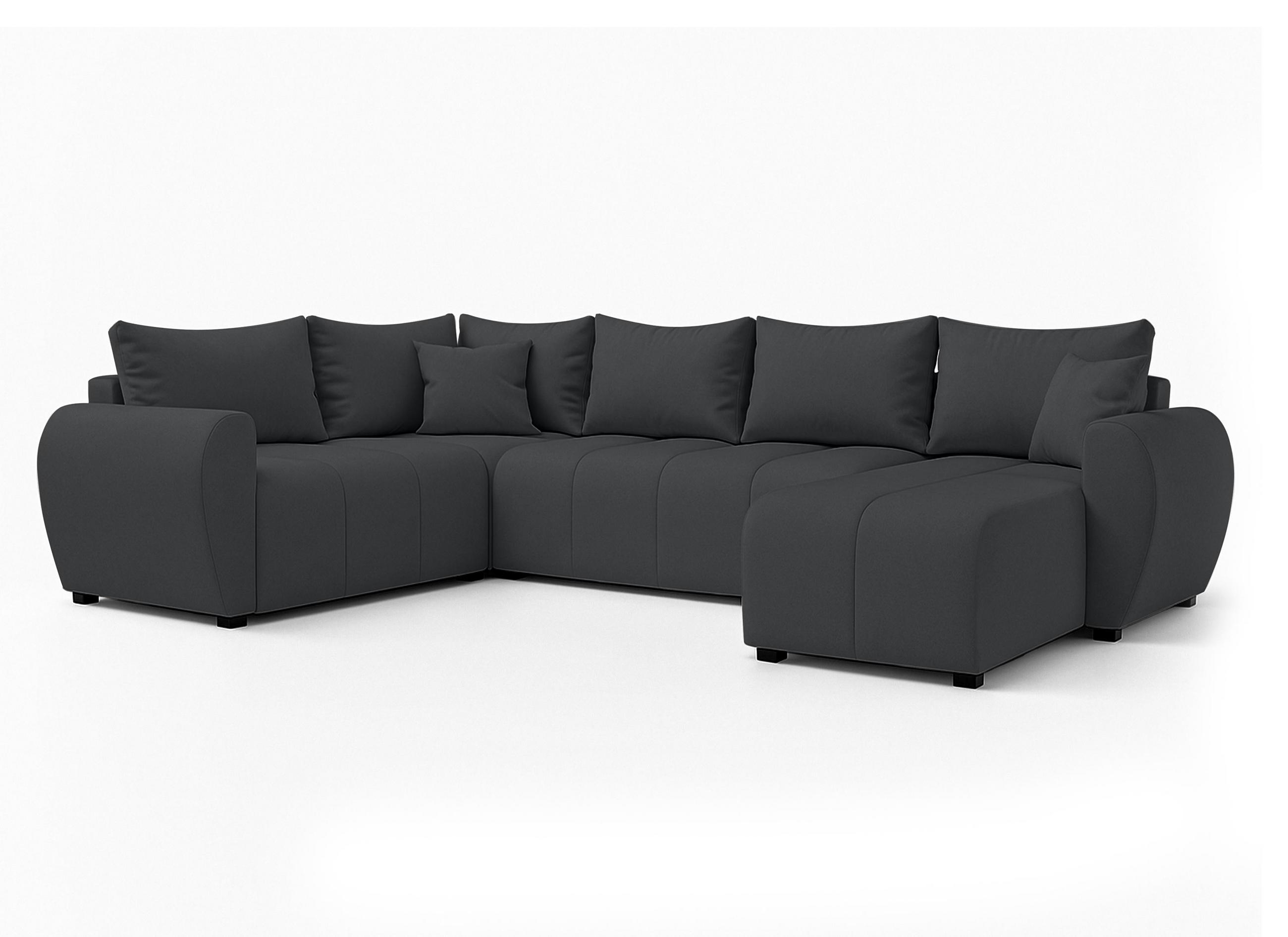 WOHNLANDSCHAFT Malatya U Form MAX Dunkelgrau 311/145/82 cm mit Schlaffunktion - Dunkelgrau/Schwarz, Kunststoff/Textil (303/82/208cm) - AX Living