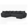 WOHNLANDSCHAFT Malatya U Form MAX Dunkelgrau 311/145/82 cm mit Schlaffunktion - Dunkelgrau/Schwarz, Kunststoff/Textil (303/82/208cm) - AX Living