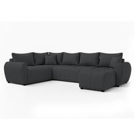 WOHNLANDSCHAFT Malatya U Form MAX Dunkelgrau 311/145/82 cm mit Schlaffunktion - Dunkelgrau/Schwarz, Kunststoff/Textil (303/82/208cm) - AX Living