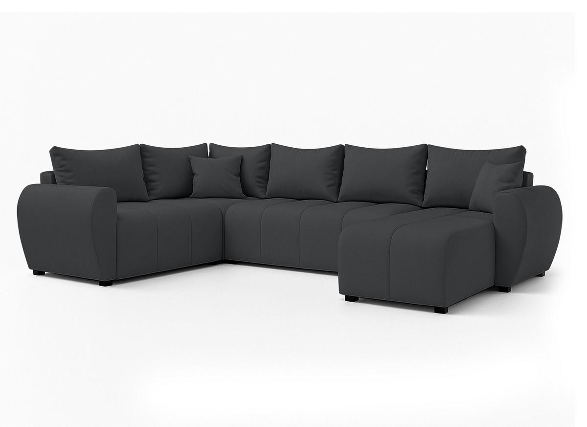 WOHNLANDSCHAFT Malatya U Form MAX Dunkelgrau 311/145/82 cm mit Schlaffunktion - Dunkelgrau/Schwarz, Kunststoff/Textil (303/82/208cm) - AX Living