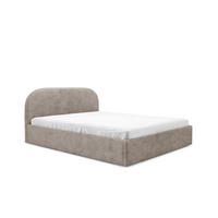 POLSTERBETT Luna Beige 180x200 cm, mit Bettkasten und halbrundem Kopfteil - Beige, Holzwerkstoff/Textil (180/200cm) - Bettso