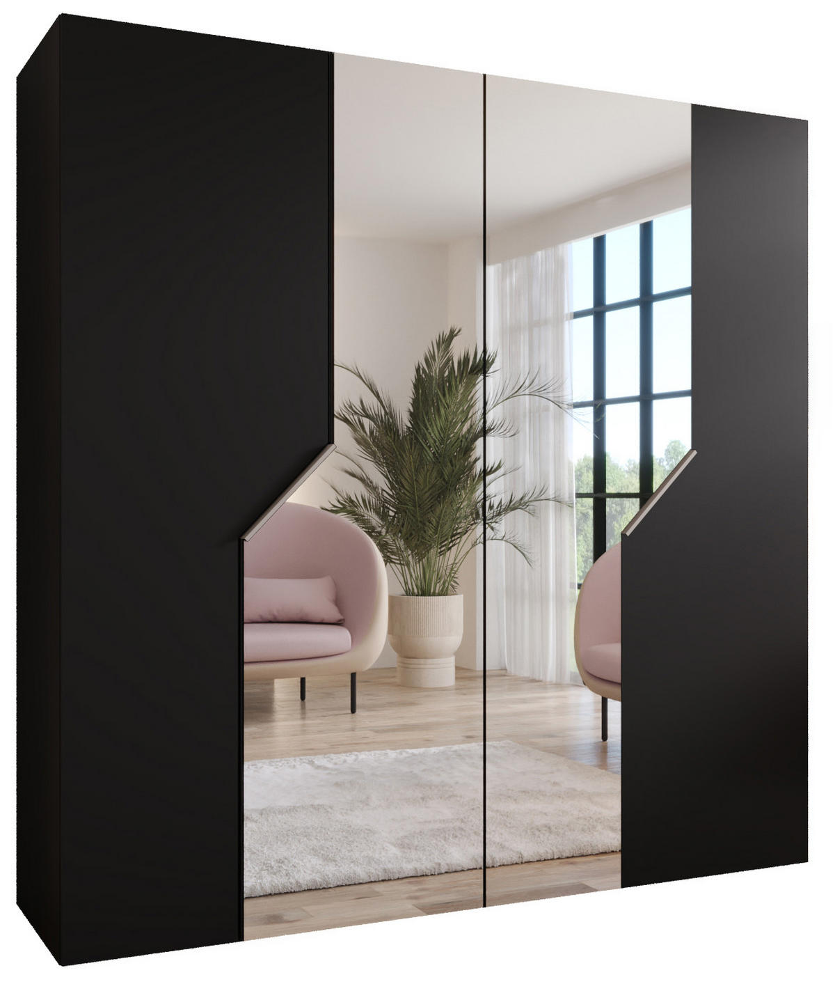 DREHTÜRENSCHRANK 202/200/52 4-türig - Beige/Schwarz, Holz/Metall (200/202/52cm) - Abiks Möbel