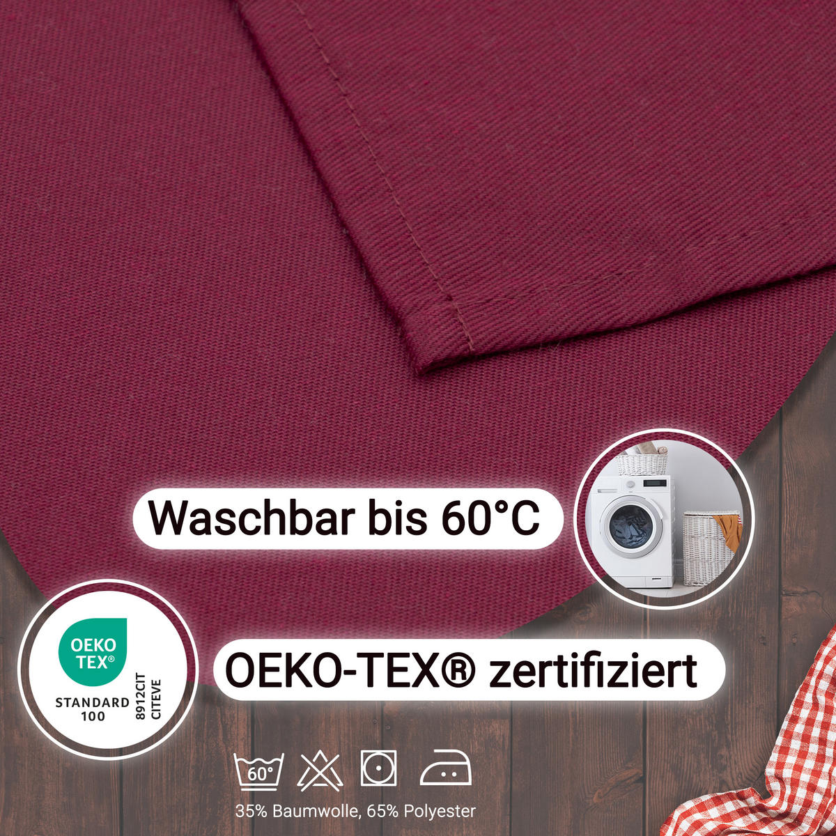 SCHÜRZE , Einheitsgröße, 65% Polyester, 35% Baumwolle, Rot - Bordeaux, Textil (95/100cm) - Zollner