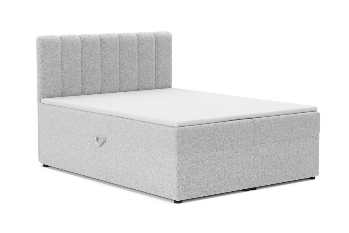 BOXBETT VINCENT 120/200 in Boucle Hellgrau H3 - Hellgrau, Holz/Holzwerkstoff (120/200cm) - Deine Möbel 24