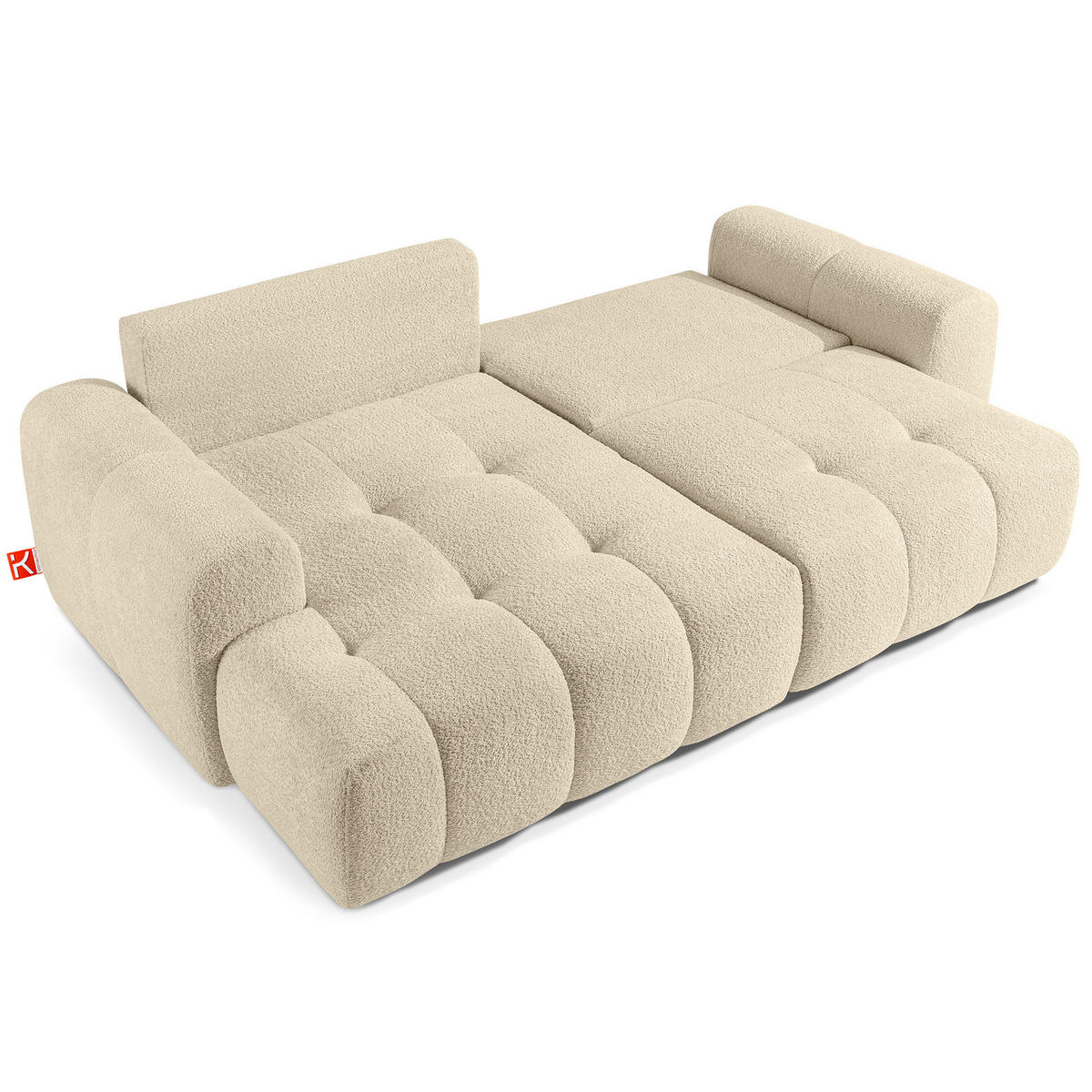 ECKSOFA LINKS RAVIA, Bouclé, Hellbeige - Beige, Holz/Textil (256/104cm) - KONSIMO®
