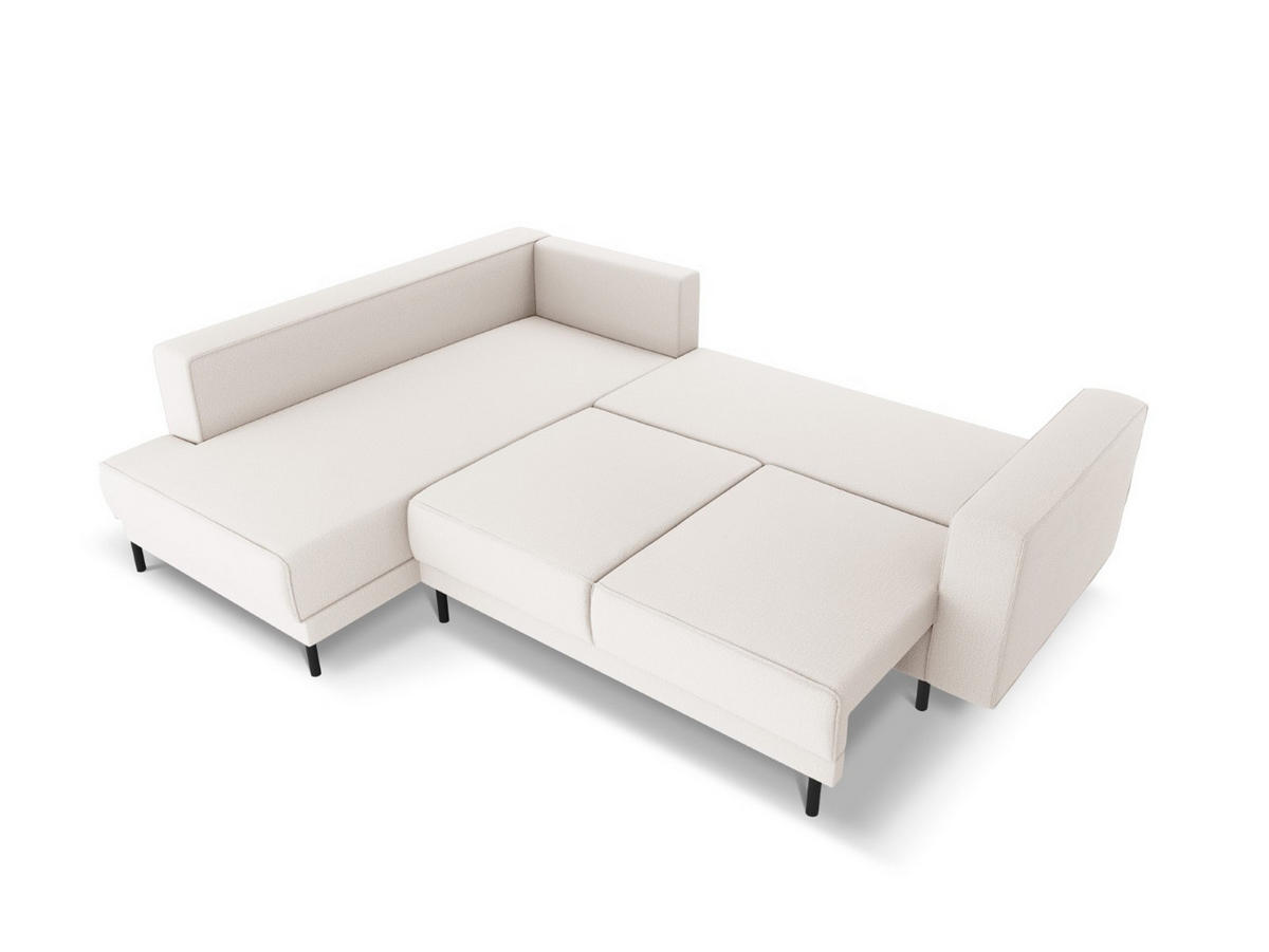 AUSKLAPPBARES-ECKSOFA links Caro aus strukturiertem Stoff leichtes beige 5 Sitzplätze - Beige, Textil (187/247cm) - Micadoni