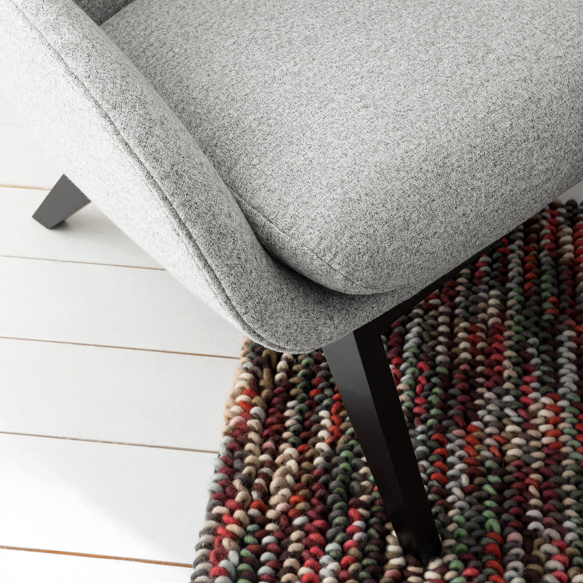 SESSEL - Hellgrau/Schwarz, Eichenholz/Textil (82/102/90cm) - home24