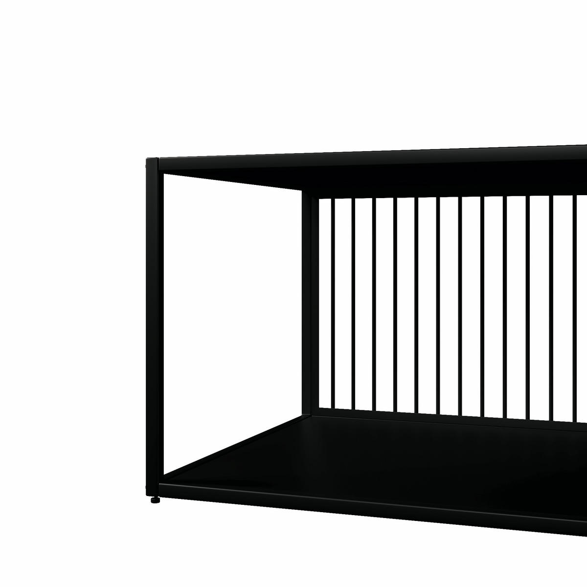 COUCHTISCH 110/48/35 cm schwarz mit marmorierter Oberfläche und Stauraum - Schwarz, Holzwerkstoff (110/48/35cm) - OKWISH