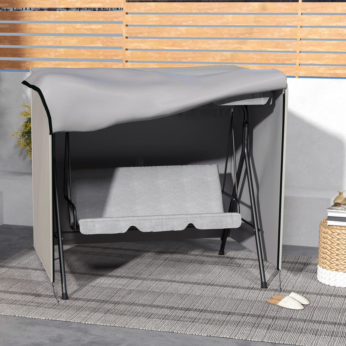 ABDECKUNG Hollywoodschaukel, Grau - Grau, Kunststoff (114/152/177cm) - Outsunny