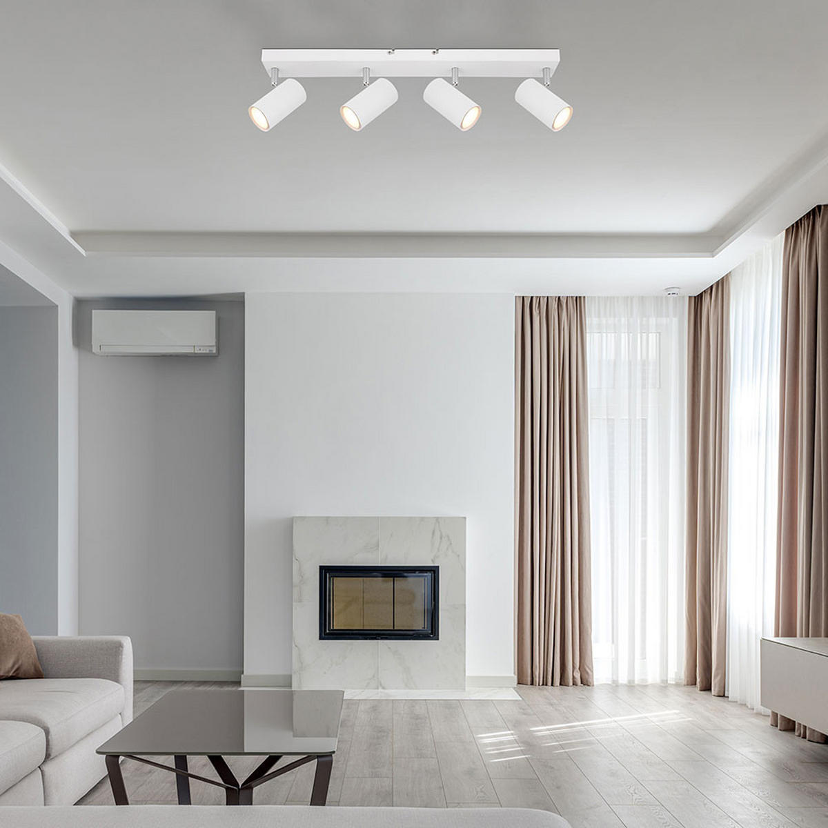 LED DECKENLEUCHTE Metall Weiß 4 Flammig - Weiß, Metall (56/6/12cm) - Globo Lighting